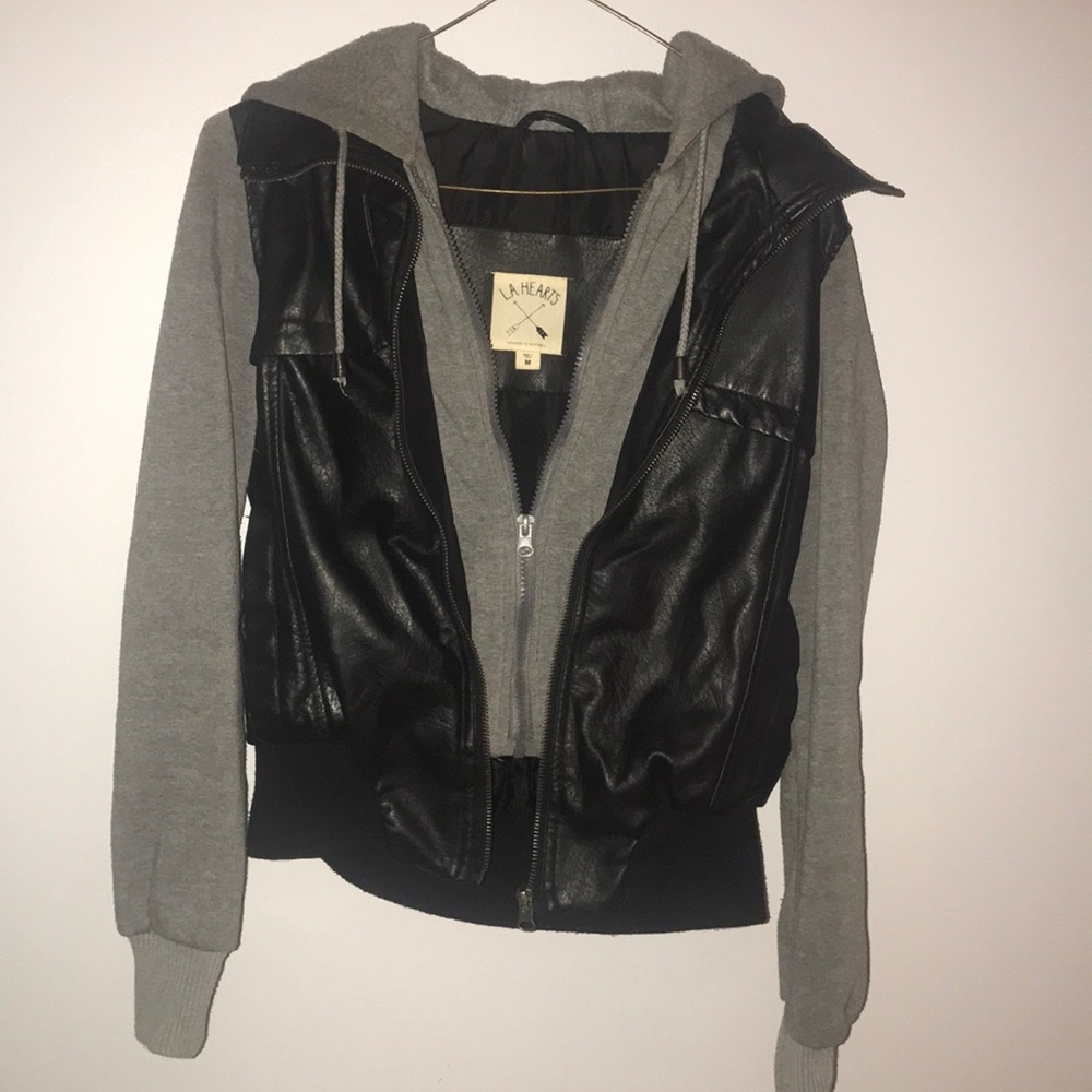 Layered leather jacket